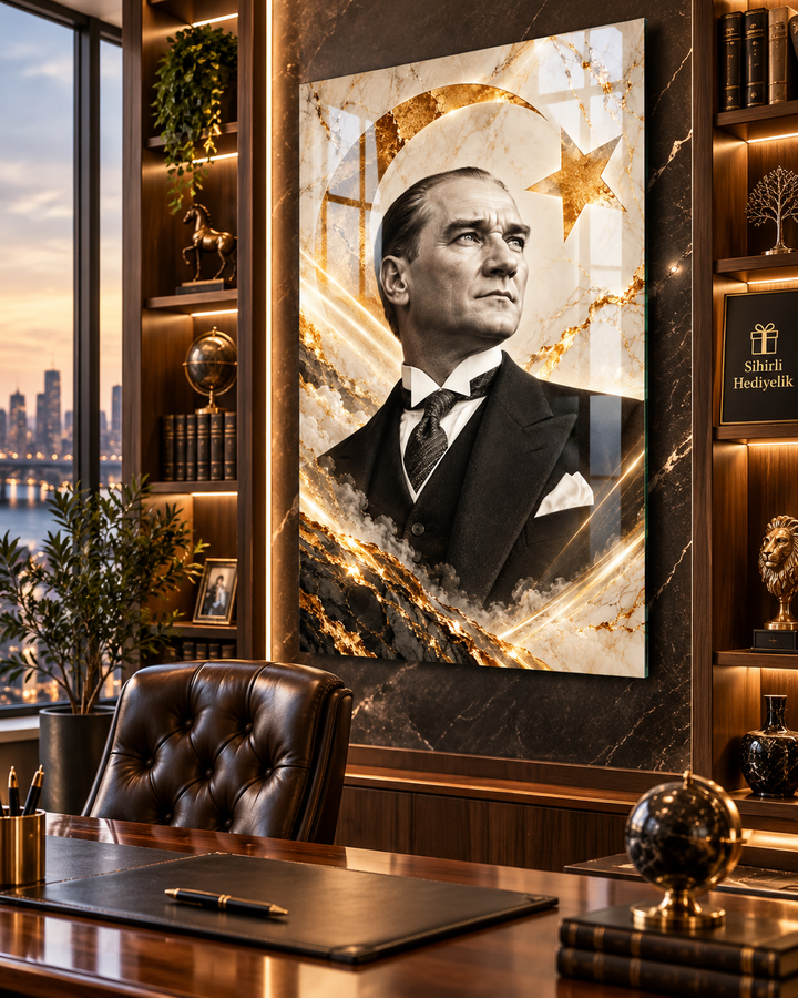 Atatürk Portresi Temalı Temperli Cam Tablo – Model 30