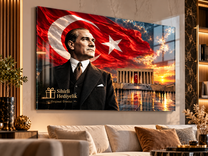 Atatürk Portresi Temperli Cam Tablo – Model 04