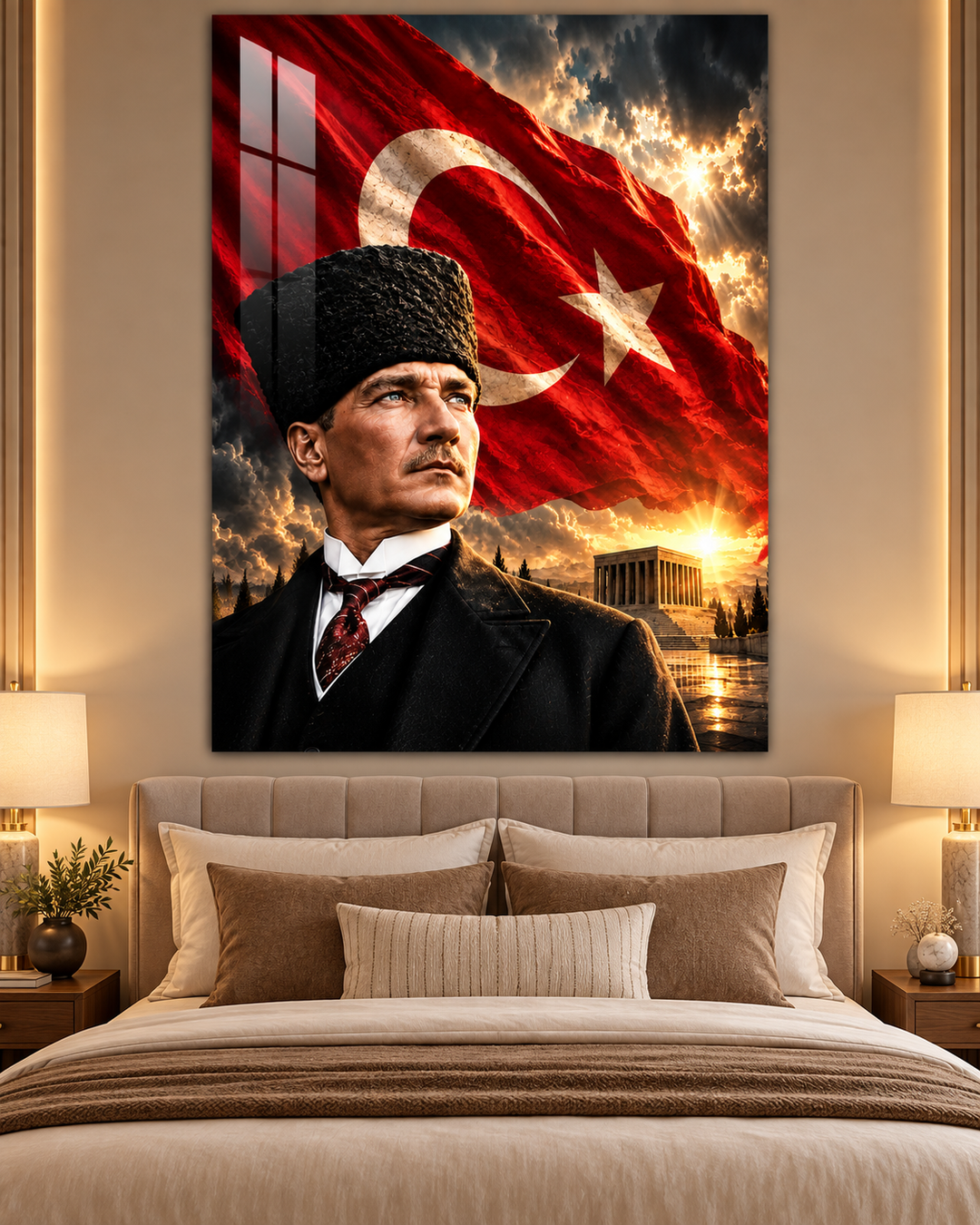 Atatürk Portresi, Türk Bayrağı ve Anıtkabir Temperli Cam Tablo – görünüm 2