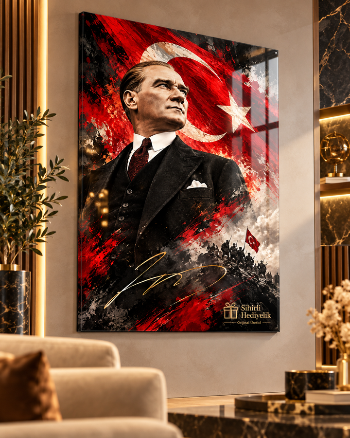Atatürk Temalı Temperli Cam Tablo – Model 02