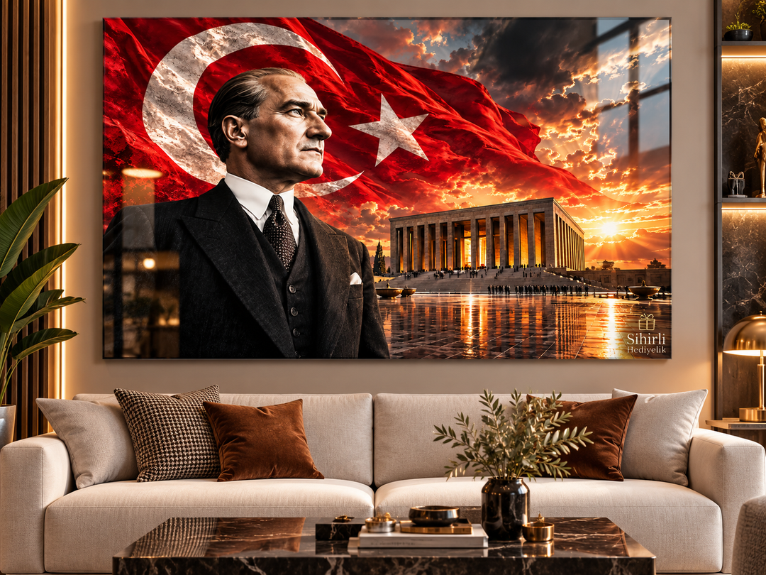 Atatürk ve Anıtkabir Temalı Temperli Cam Tablo – Model 25