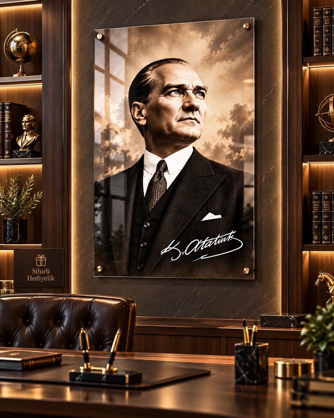 Atatürk Portresi Temperli Cam Tablo – Model 28