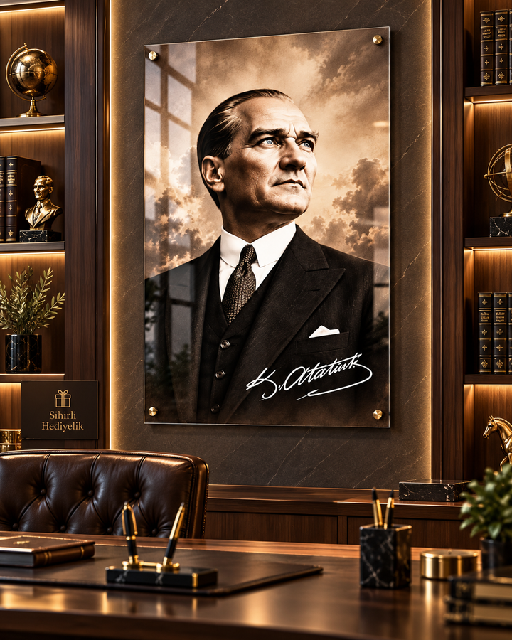 Atatürk Portresi Temperli Cam Tablo – Model 28