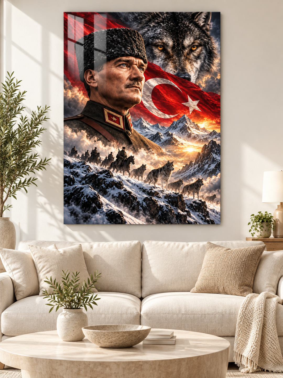 Atatürk, Bozkurt ve Kış Seferi Temperli Cam Tablo – görünüm 1