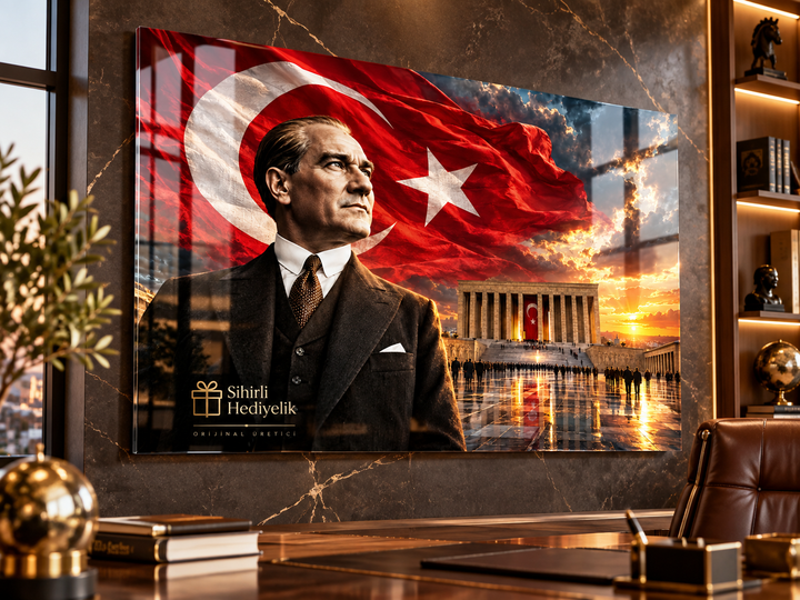 Atatürk Portresi Temperli Cam Tablo – Model 04