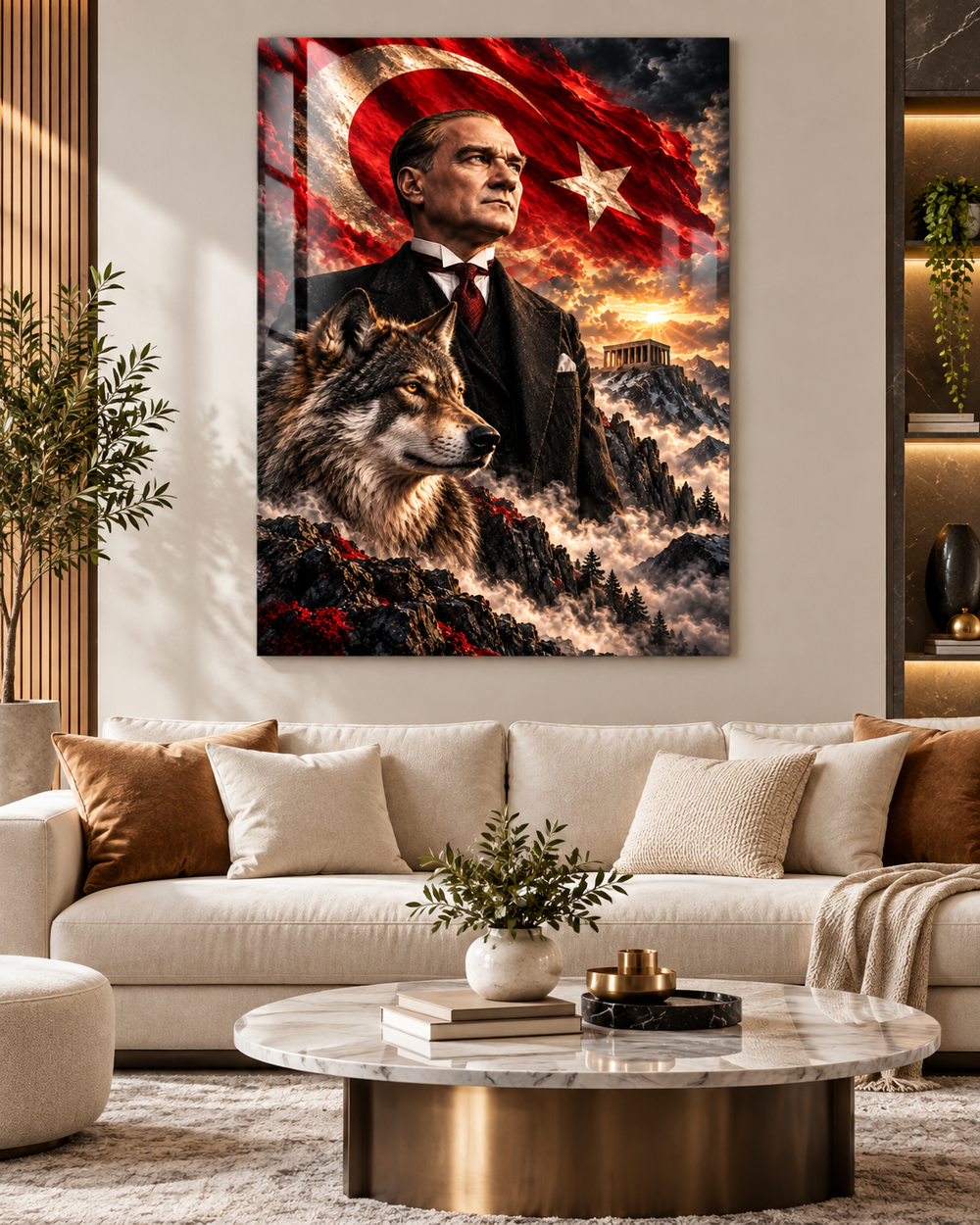 Atatürk, Bozkurt, Anıtkabir ve Türk Bayrağı Temperli Cam Tablo – görünüm 2