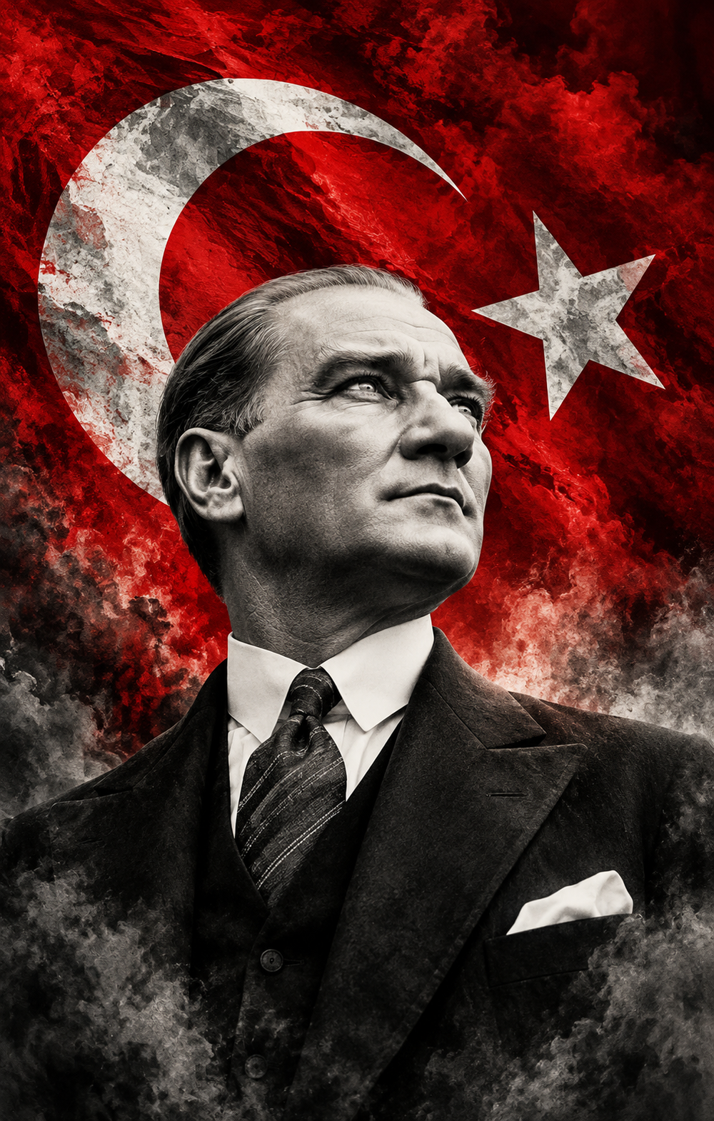 Atatürk ve Türk Bayrağı Temalı Temperli Cam Tablo – Model 10