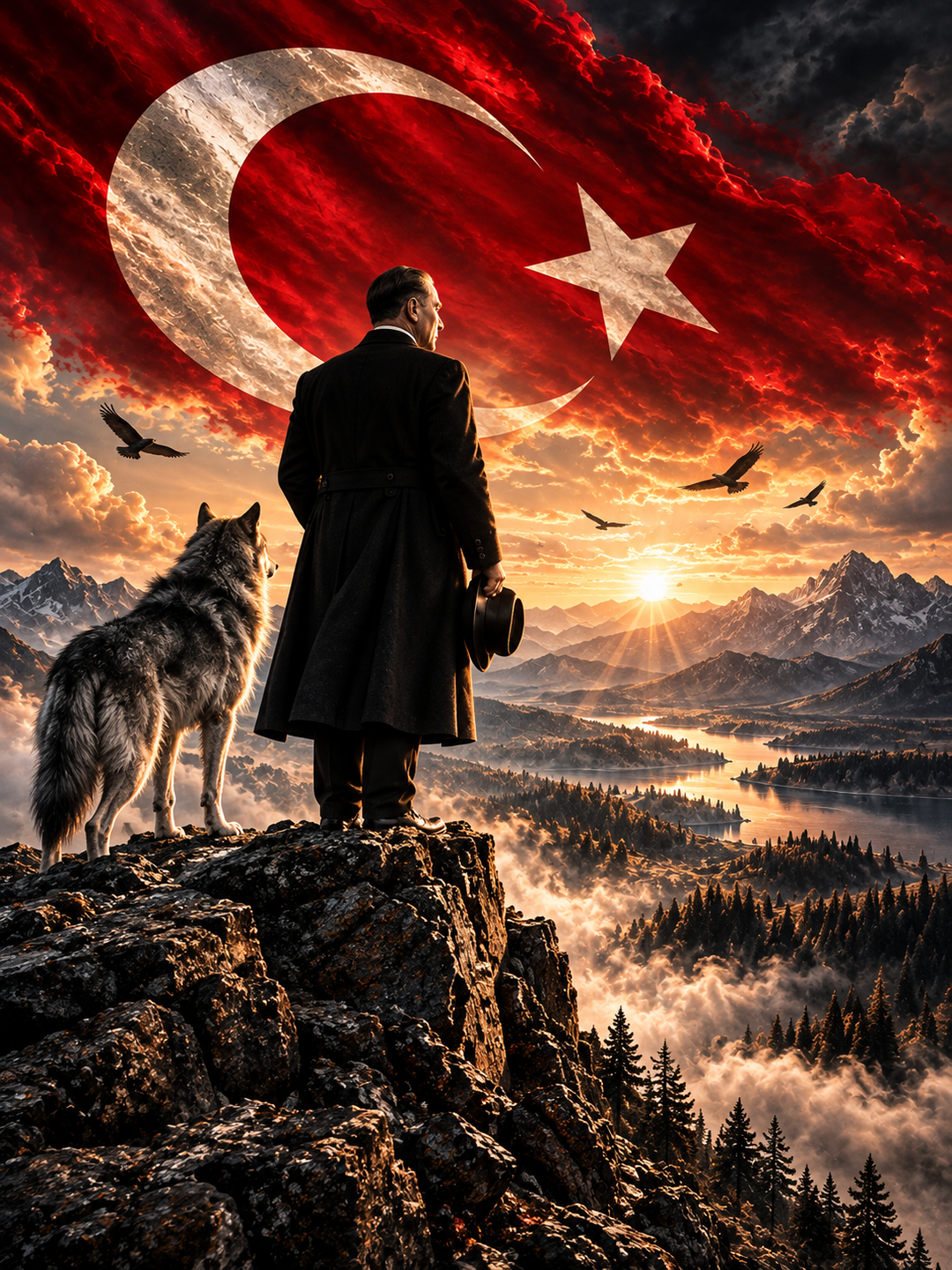Uzaklara Bakan Atatürk ve Bozkurt Temperli Cam Tablo – görünüm 2