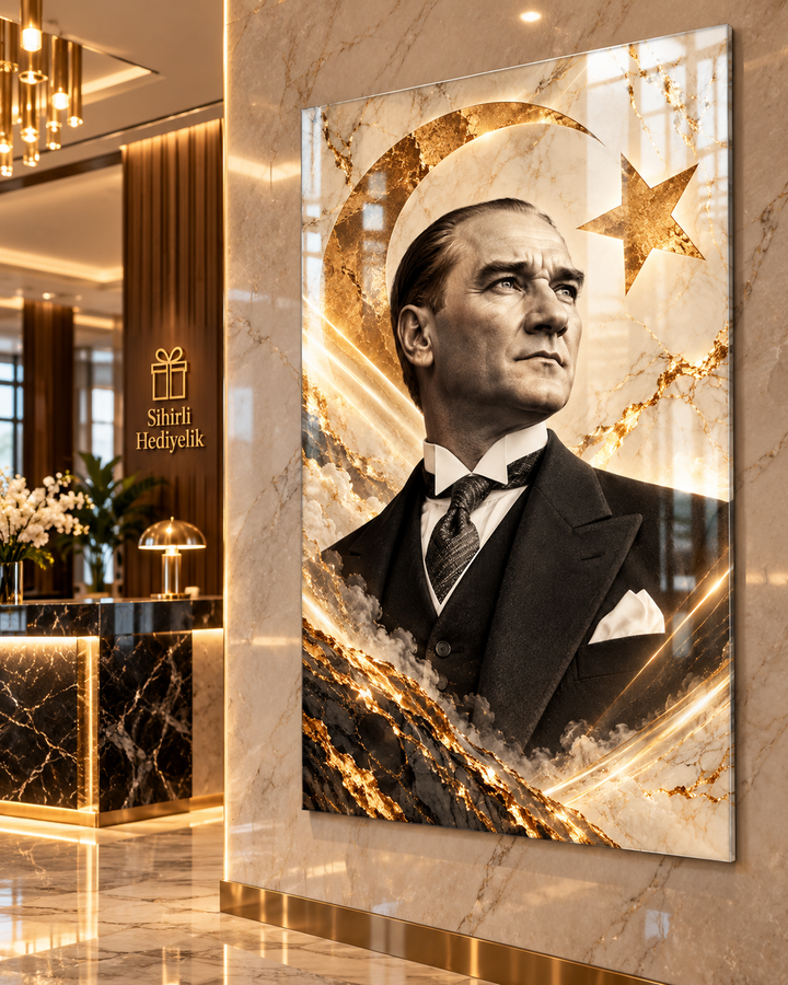 Atatürk Portresi Temalı Temperli Cam Tablo – Model 30