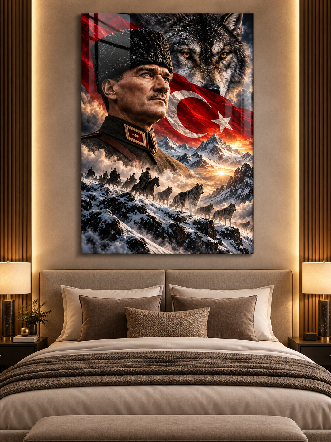 Atatürk, Bozkurt ve Kış Seferi Temperli Cam Tablo – görünüm 2