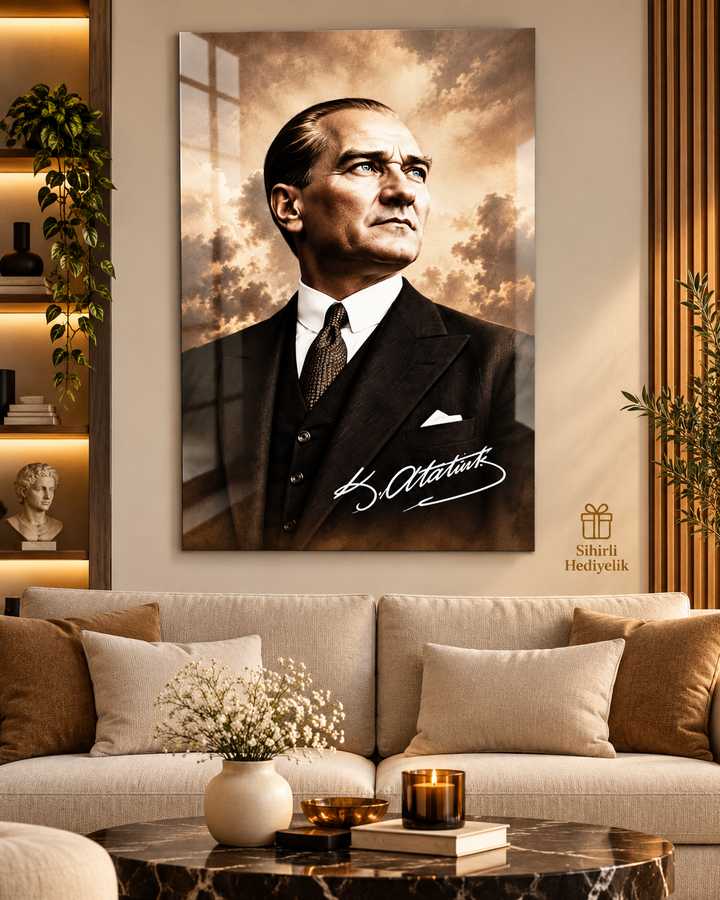 Atatürk Portresi Temperli Cam Tablo – Model 28