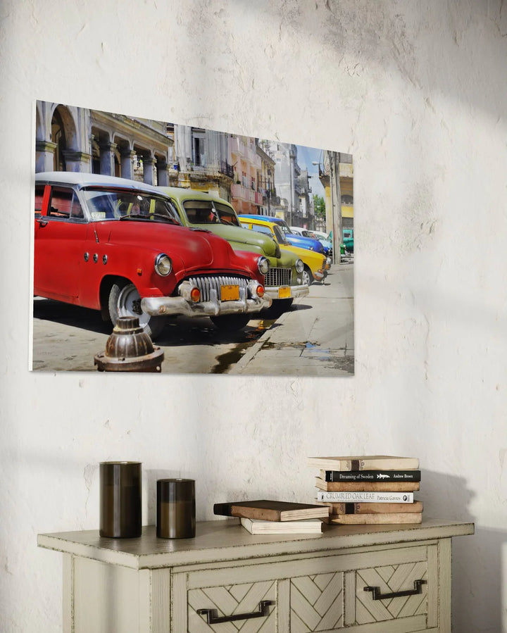 KLASİK AMERİKAN OTOMOBİLLERİ (1950 MODEL) CAM TABLO