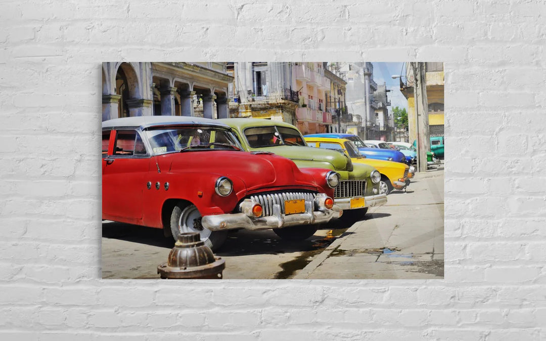 KLASİK AMERİKAN OTOMOBİLLERİ (1950 MODEL) CAM TABLO