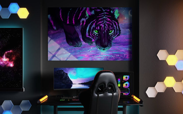 Neon Kaplanlı Cam Tablo