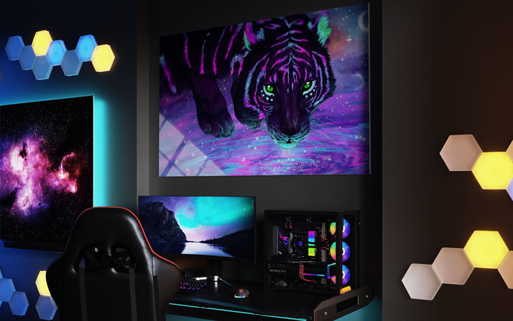 Neon Kaplanlı Cam Tablo