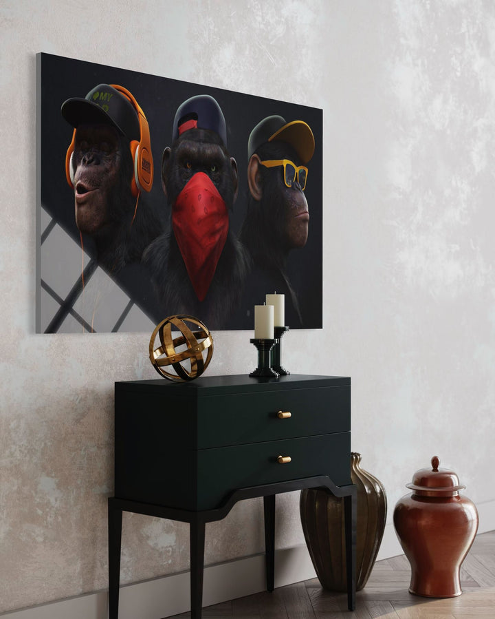 Üç Maymun Cam Tablo