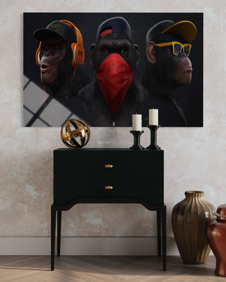 Üç Maymun Cam Tablo