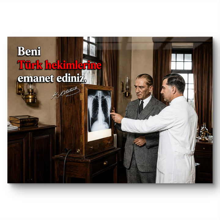 Türk Bayraklı Atatürk Portresi Cam Tablo – Özel Tasarım