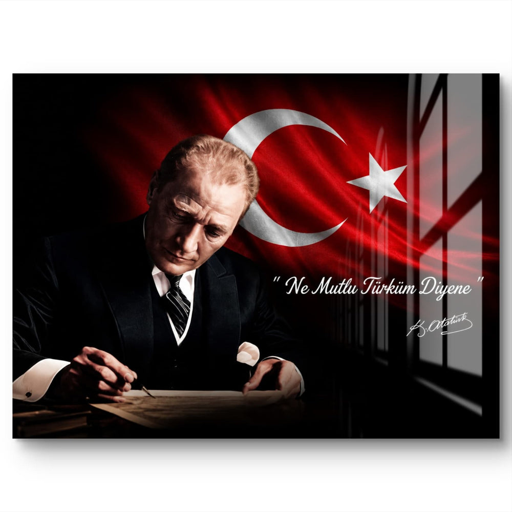 Atatürk Cam Tablo – Modern ve Anlamlı Duvar Dekorasyonu
