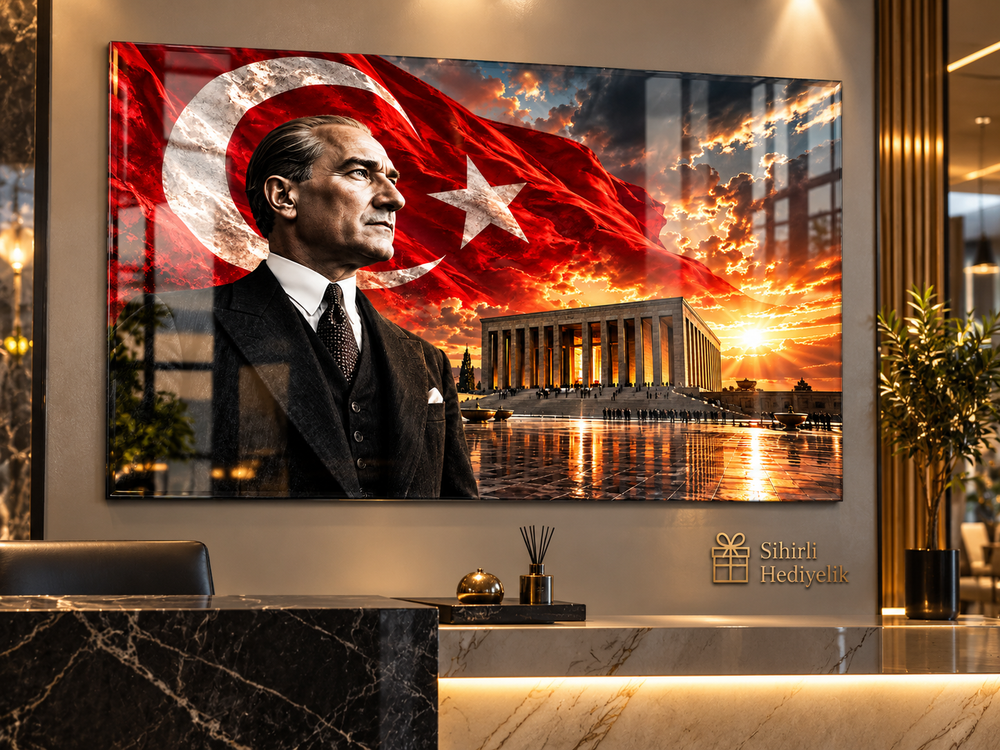 Atatürk ve Anıtkabir Temalı Temperli Cam Tablo – Model 25