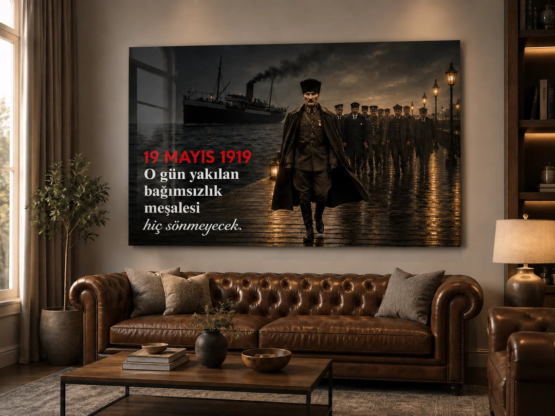 19 Mayıs 1919 Bağımsızlık Meşalesi Atatürk Cam Tablo