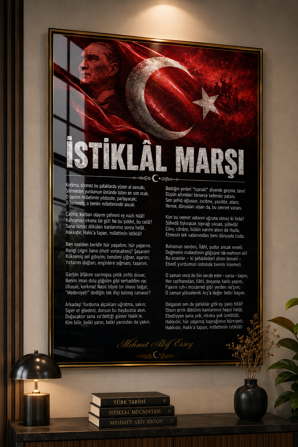 Atatürk, İstiklal Marşı ve Gençliğe Hitabe 3’lü Cam Tablo Seti – Model 02