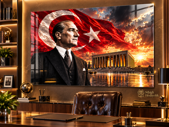 Atatürk ve Anıtkabir Temalı Temperli Cam Tablo – Model 25
