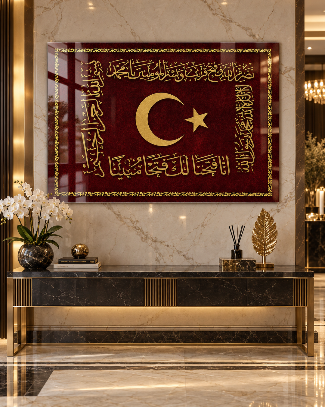 Hilafet Sancağı Temalı Temperli Cam Tablo
