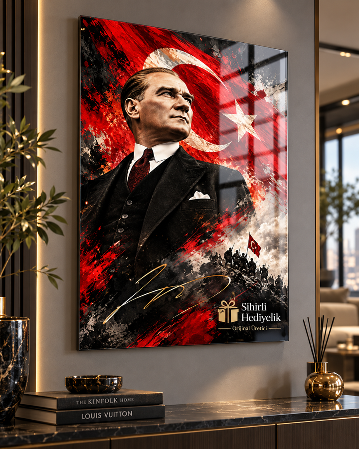 Atatürk Temalı Temperli Cam Tablo – Model 02