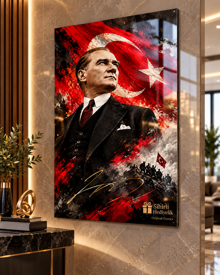 Atatürk Temalı Temperli Cam Tablo – Model 02