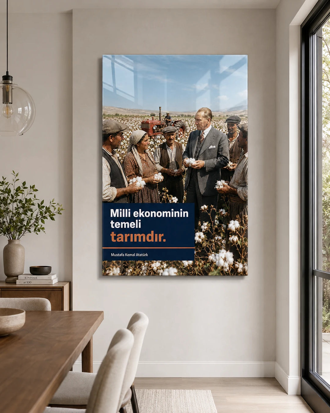 Millî Ekonominin Temeli Tarımdır Atatürk Cam Tablo – Pamuk Tarlası