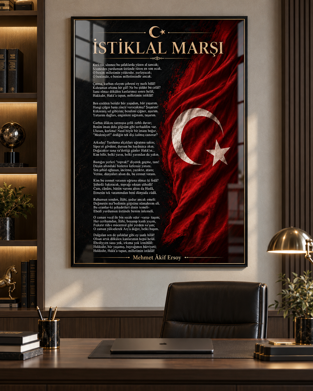İstiklal Marşı ve Türk Bayrağı Cam Tablo