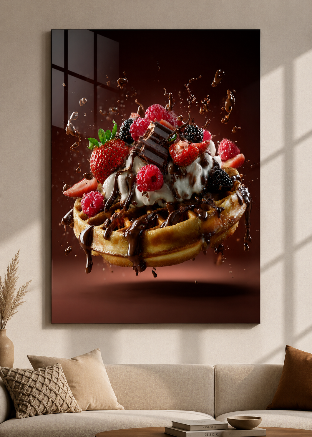 Çikolatalı Meyveli Waffle Temperli Cam Tablo
