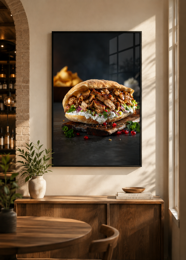Döner Kebap Sandviç Temperli Cam Tablo – duvar dekorasyonu görünümü